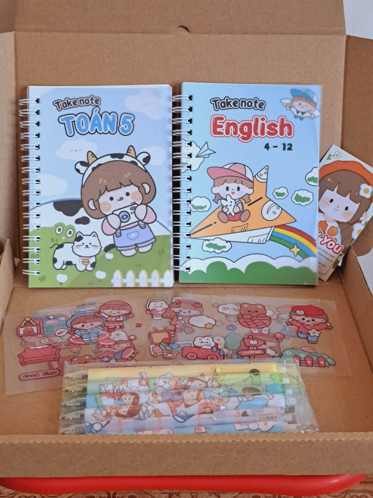 Combo sổ tay takenote toán 5, tiếng anh 4-12 +tặng sticker