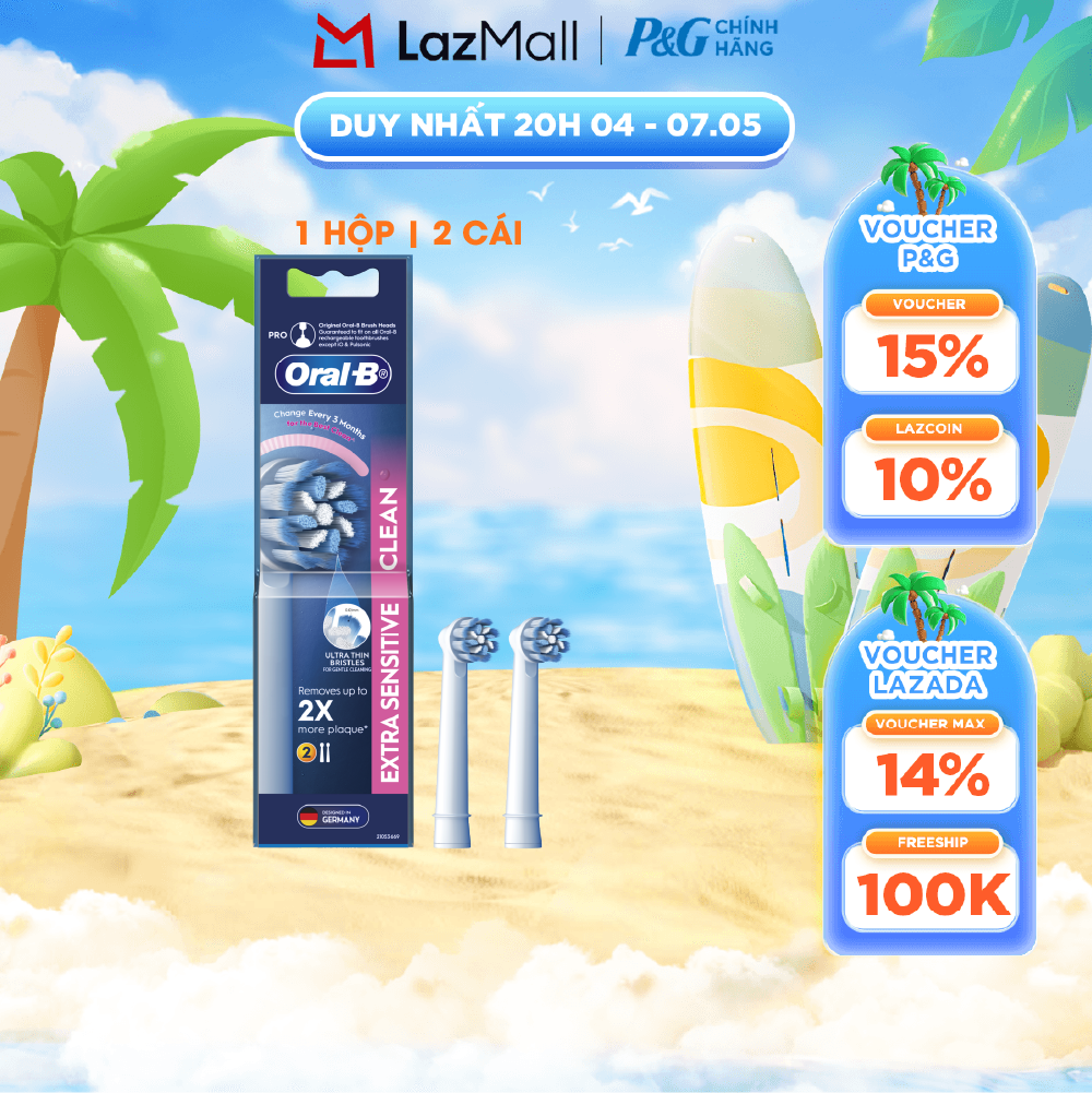 Đầu bàn chải điện thay thế Oral-B EXTRA SENSITIVE CLEAN - Hộp 2 Cái
