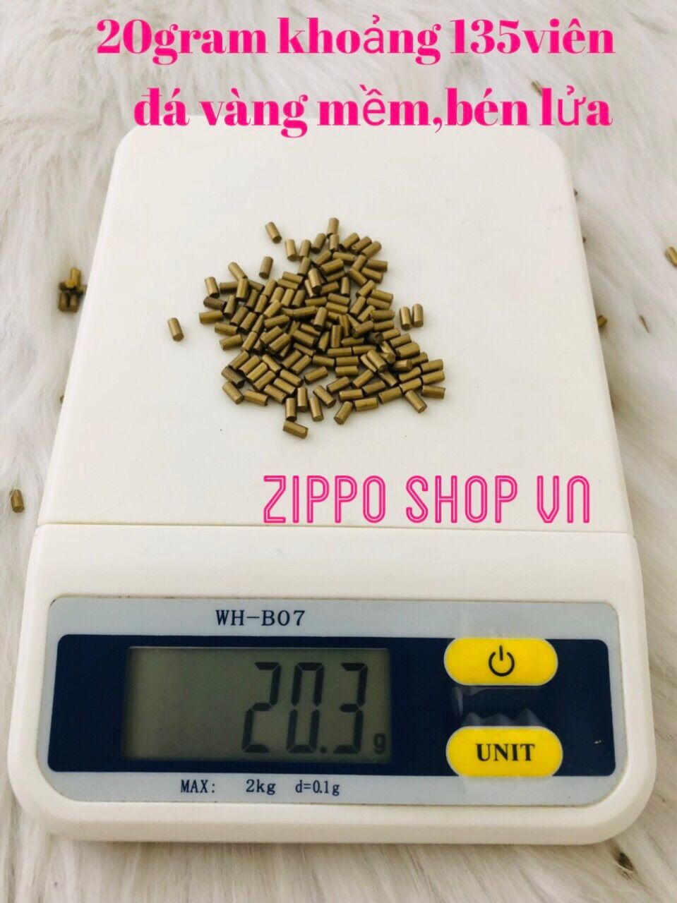 Đá vàng Zippo, đá bật lửa loại 20gram đá vàng tầm 135 viên, mềm, bén lửa