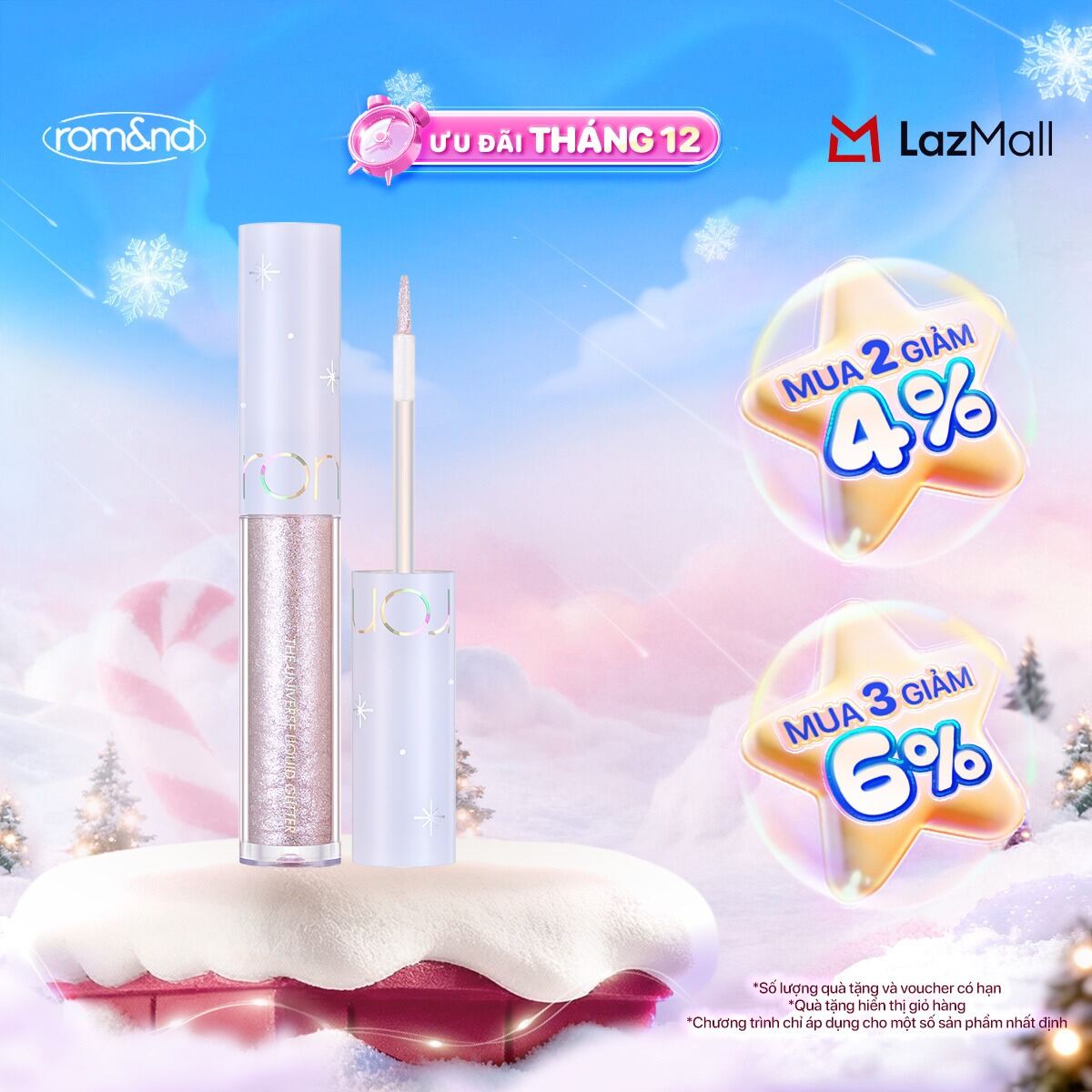 Rom&nd Bút nhũ mắt lấp lánh Romand The Universe Liquid Glitter 2g