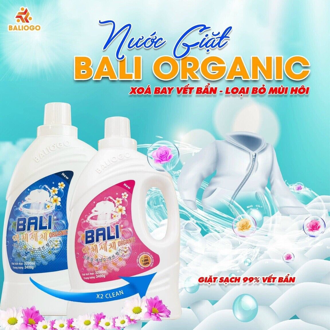 Nước Giặt BaLi công nghệ HQ 3200ml(thùng 4 can)