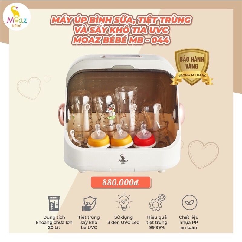 Máy úp bình sữa tiệt trùng sấy khô UVC Moaz Bebe MB 044