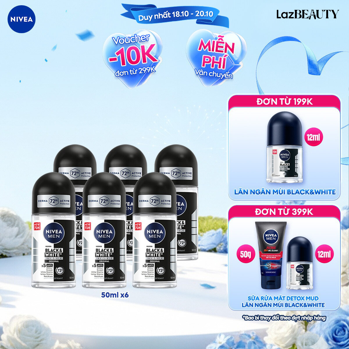 Bộ 6 Lăn Ngăn Mùi NIVEA MEN (50ml)