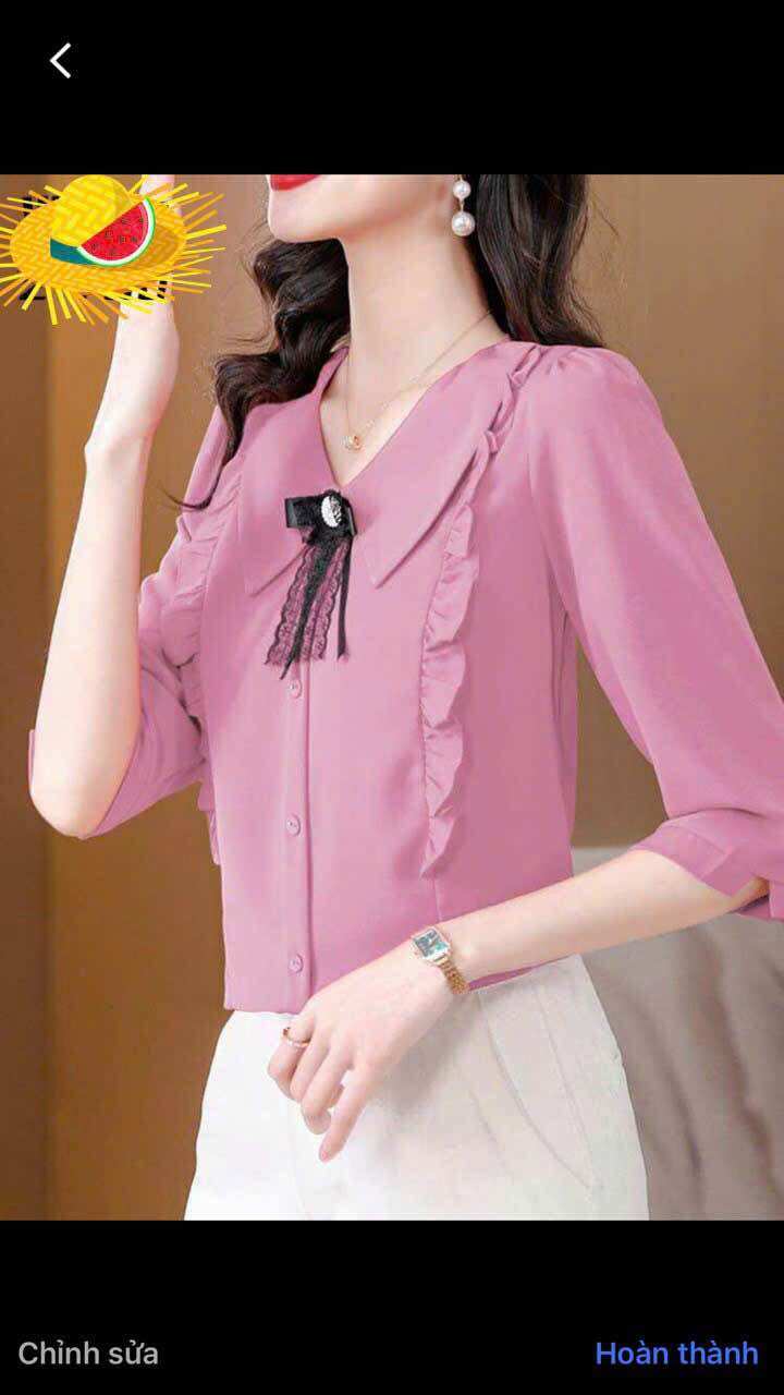 Áo cổ lá sen nhọn thanh lịch full size & 113