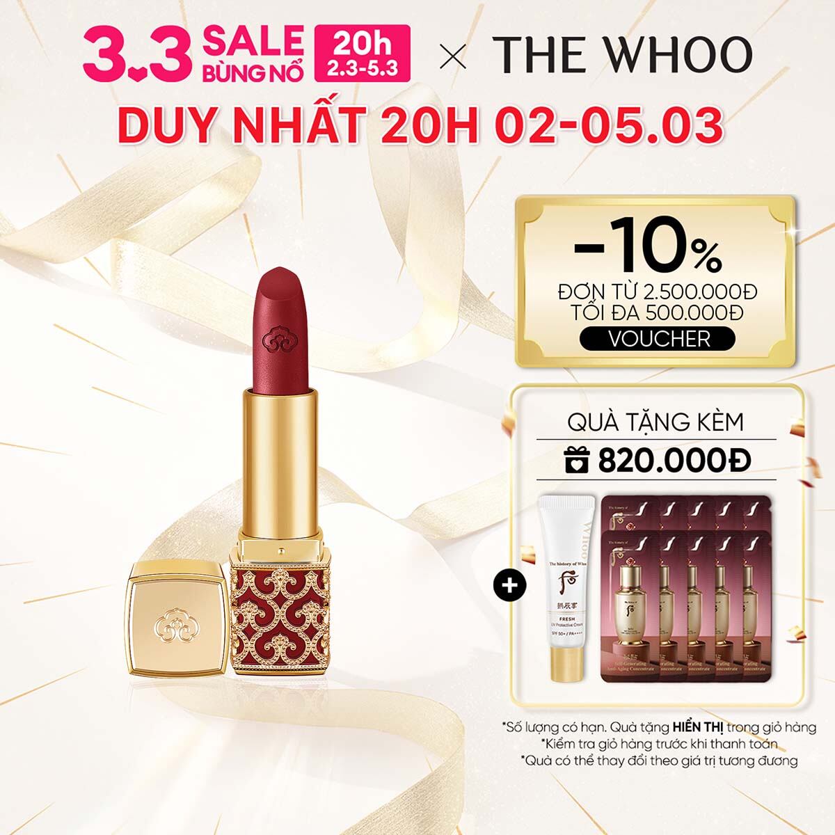 Son nhung lì Đông y The history of Whoo Gongjinhyang Mi Velvet Lip Rouge 3.5g