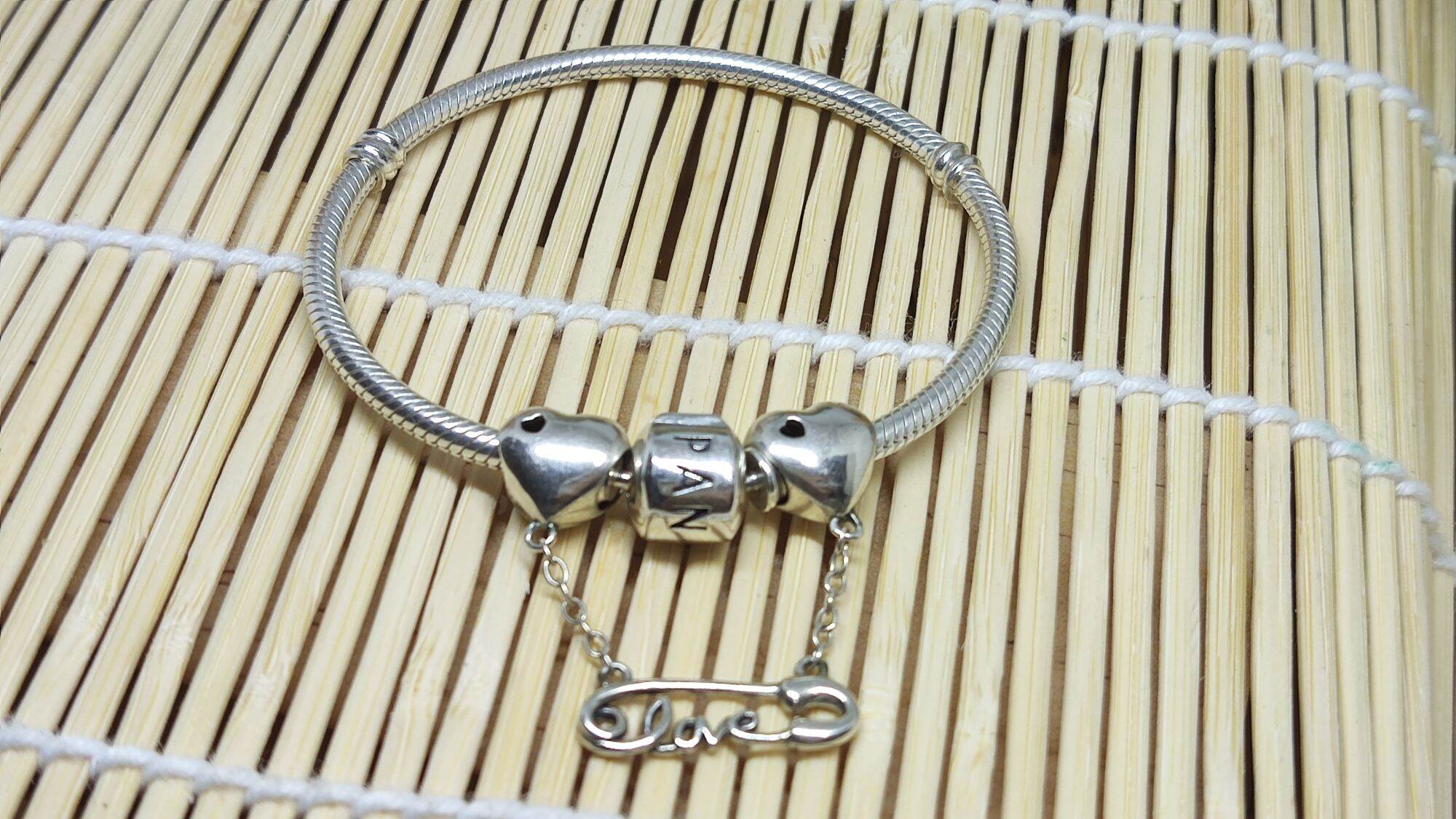 GauBee Charm bạc 925 treo tim xích love