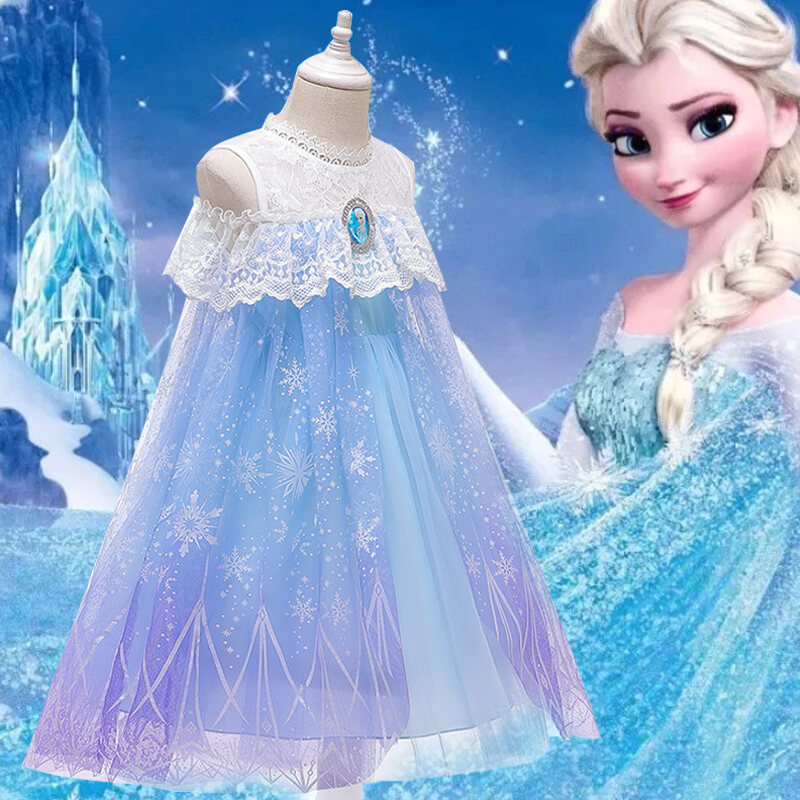 Váy Công Chúa Elsa Bé Gái Trang Phục Mùa Hè Lễ Phục Elsa Frozen Kiểu Tây Váy Voan Lưới Váy Liền Elsa Trẻ Em
