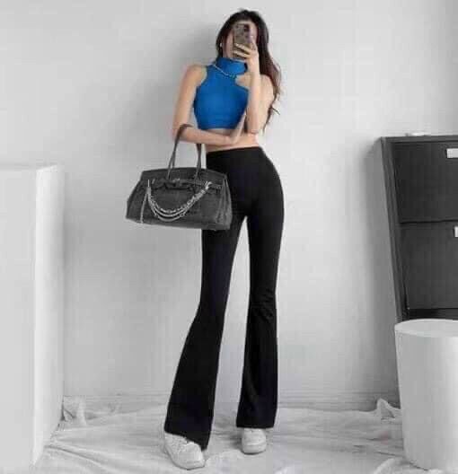 Quần dài ống loe ôm body basic