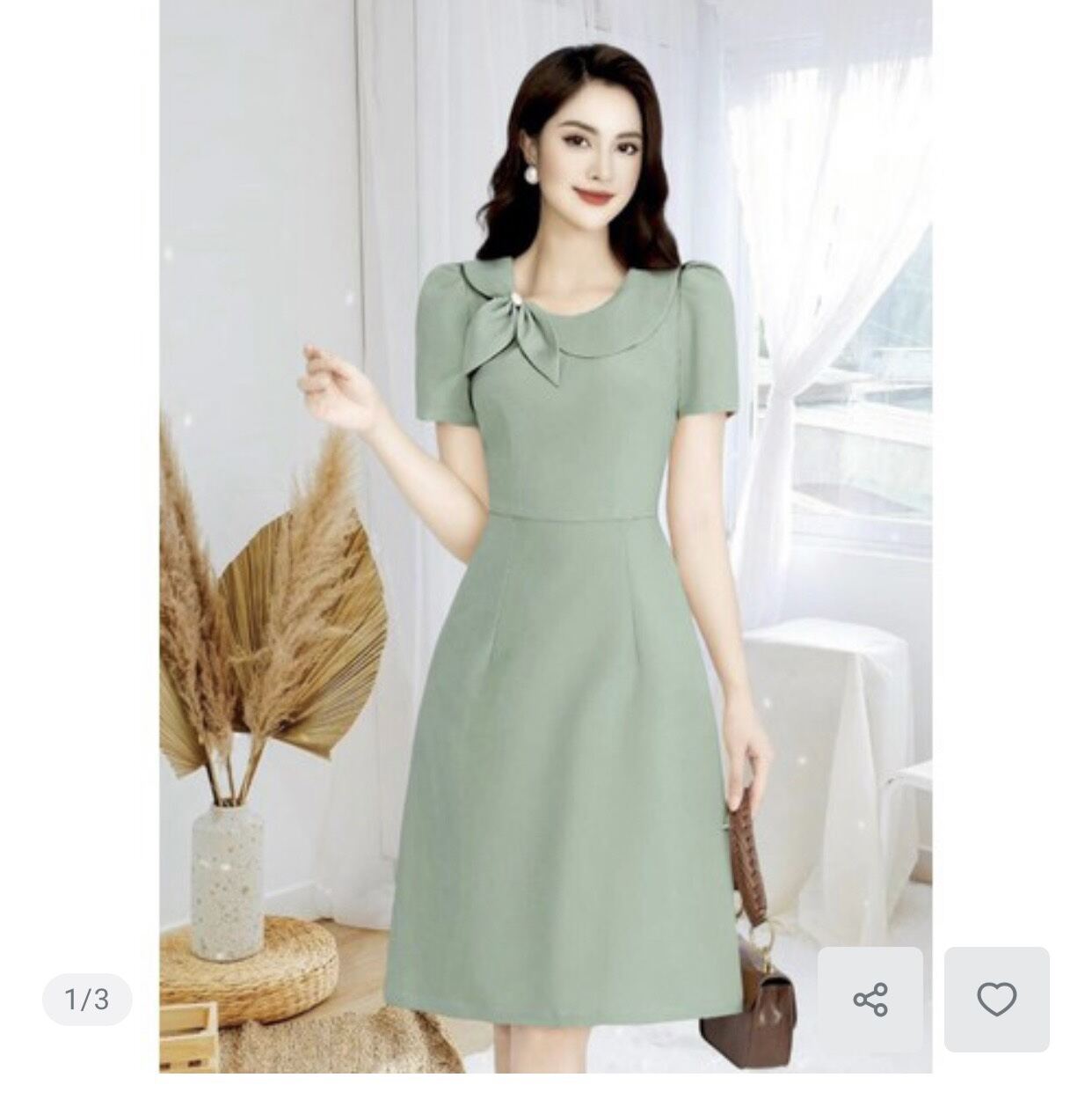 Đầm cổ sen lệch kết nơ đủ size nhiều màu