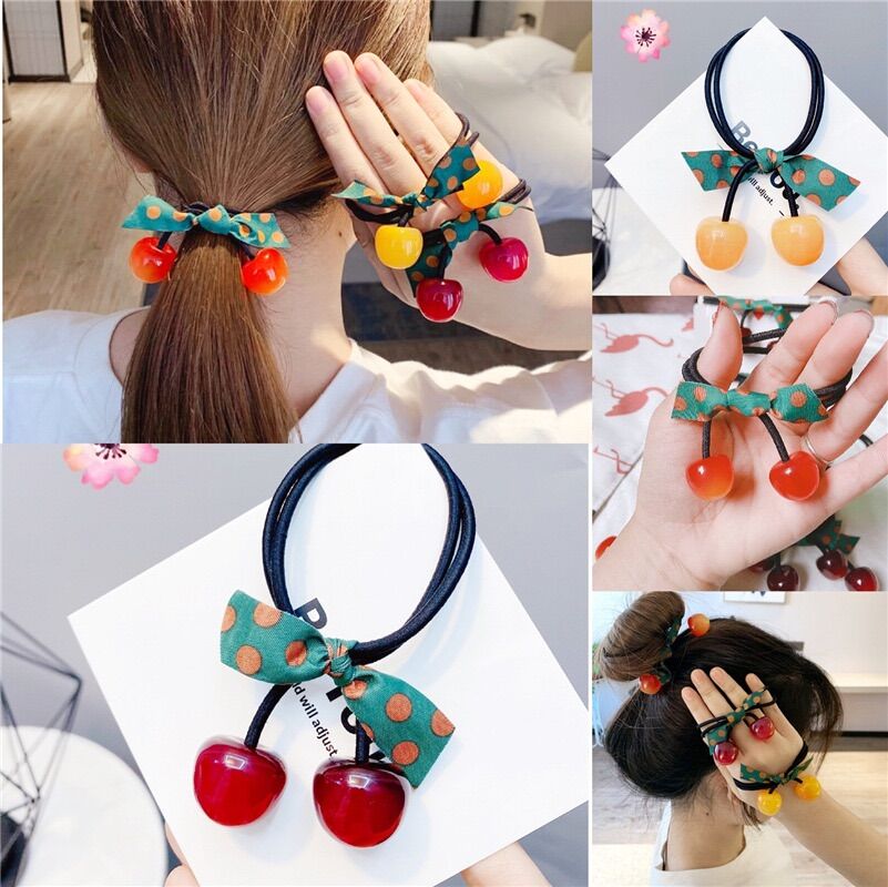 Dây Buộc Tóc Quả Cherry Phong Cách Hàn Quốc dễ thương