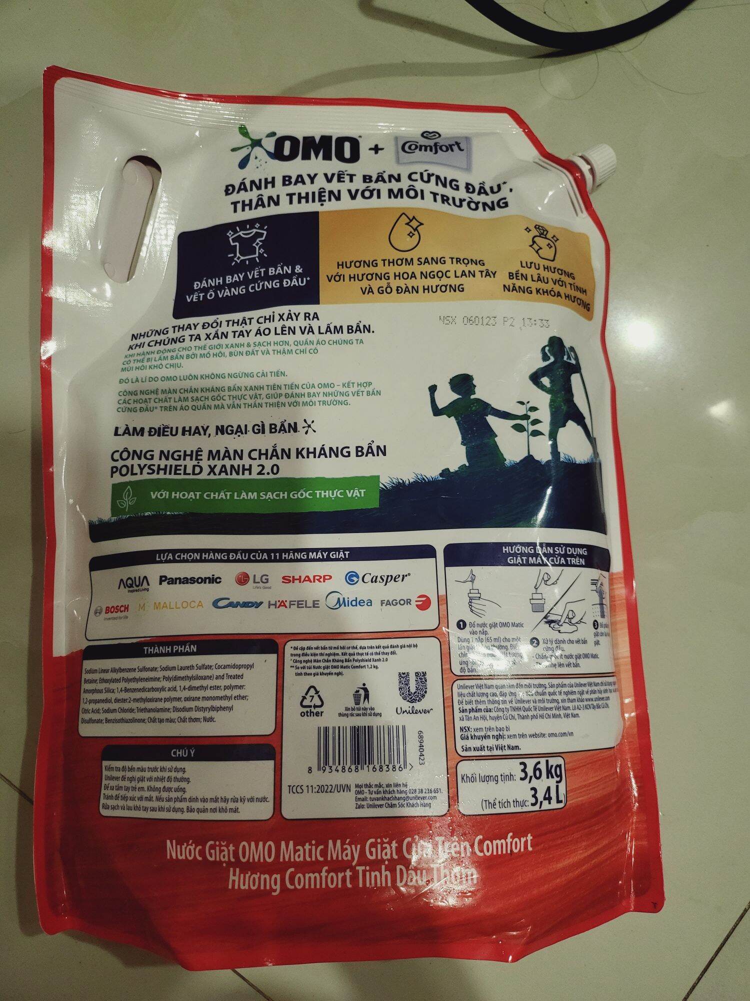 Omo matic cho máy giặt cửa trên
