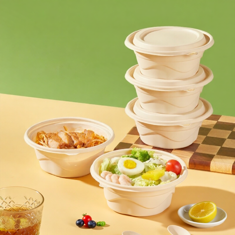 Hộp Đựng Thực Phẩm Dùng Một Lần Từ Tinh Bột Ngũ Cốc Có Nắp