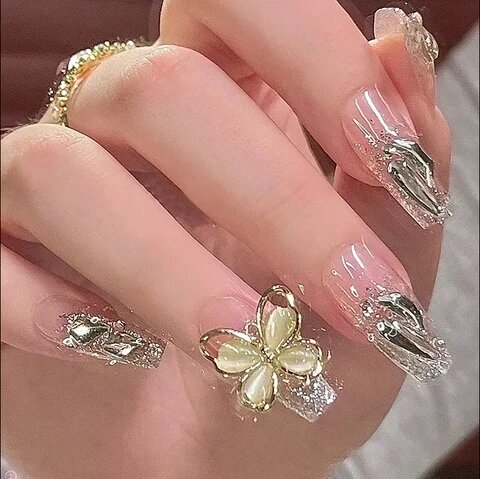 Charm bướm thạch đính móng trang trí nail
