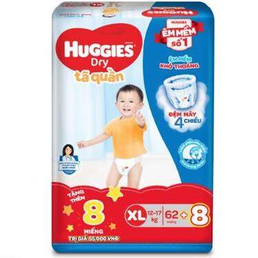 Tã quần huggies đệm mây xl62 +8