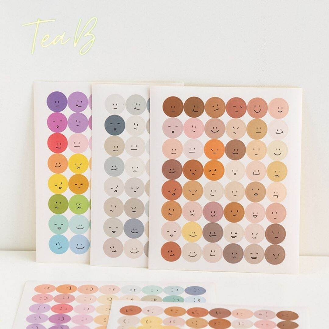 48 Sticker (nhãn dán) hình mặt cười dễ thương dùng trang trí sổ kế hoạch / sổ tay (Tea.B_T03)
