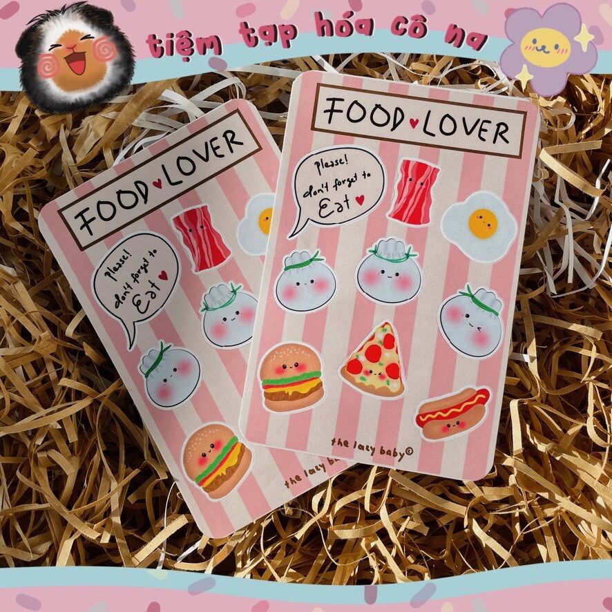 [HCM] - Sticker / Hình dán Food Lover / thức ăn xinh yêu - tiemtaphoacona