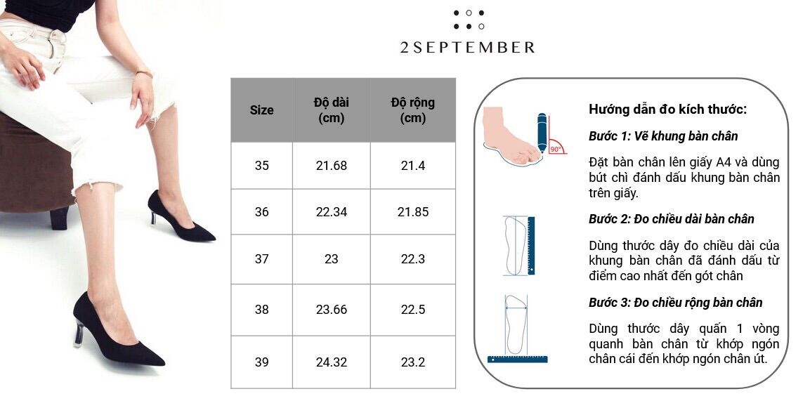 [HCM]Giày cao gót 5cm mũi tròn 2September Katy Black