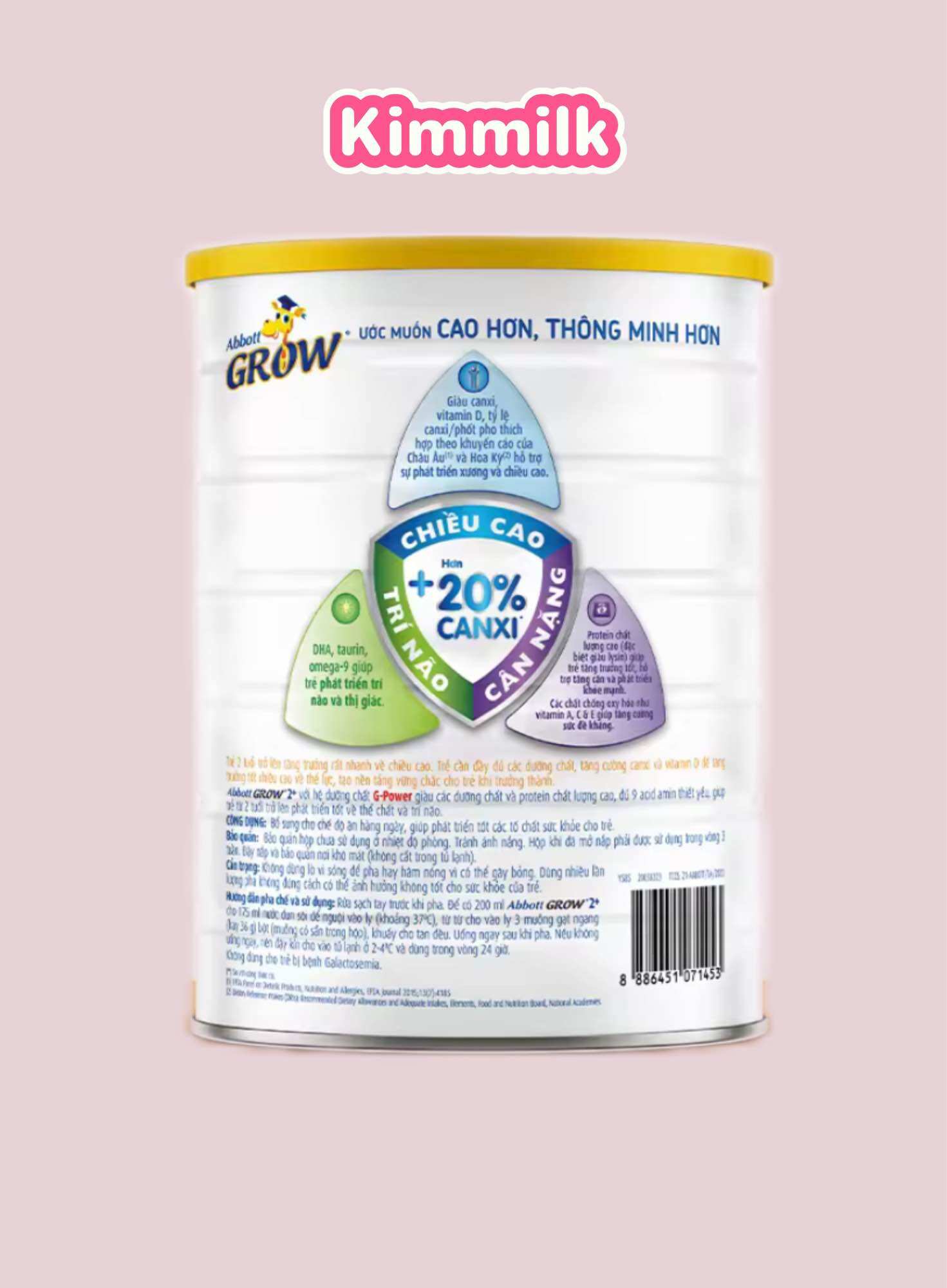 Sữa Bột Abbott Grow 2+ ( Abbott Grow 4 CŨ ) Hương Vani 1,6kg