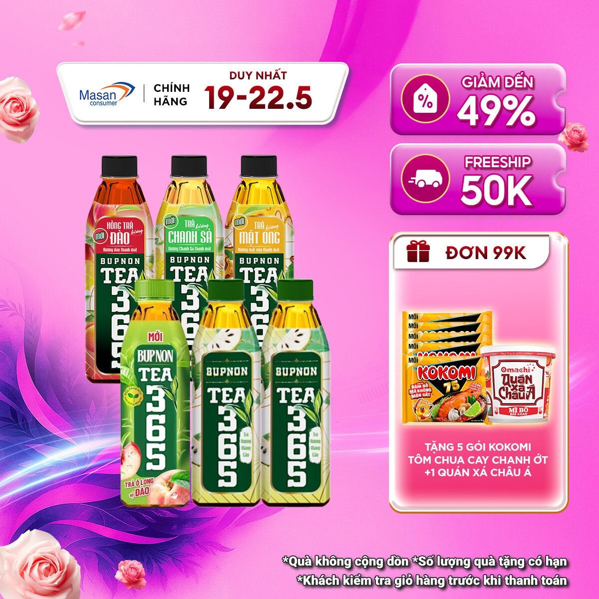 Lốc 6 chai x 500ml Trà Bupnon Tea 365 - Nuôi dưỡng động lực