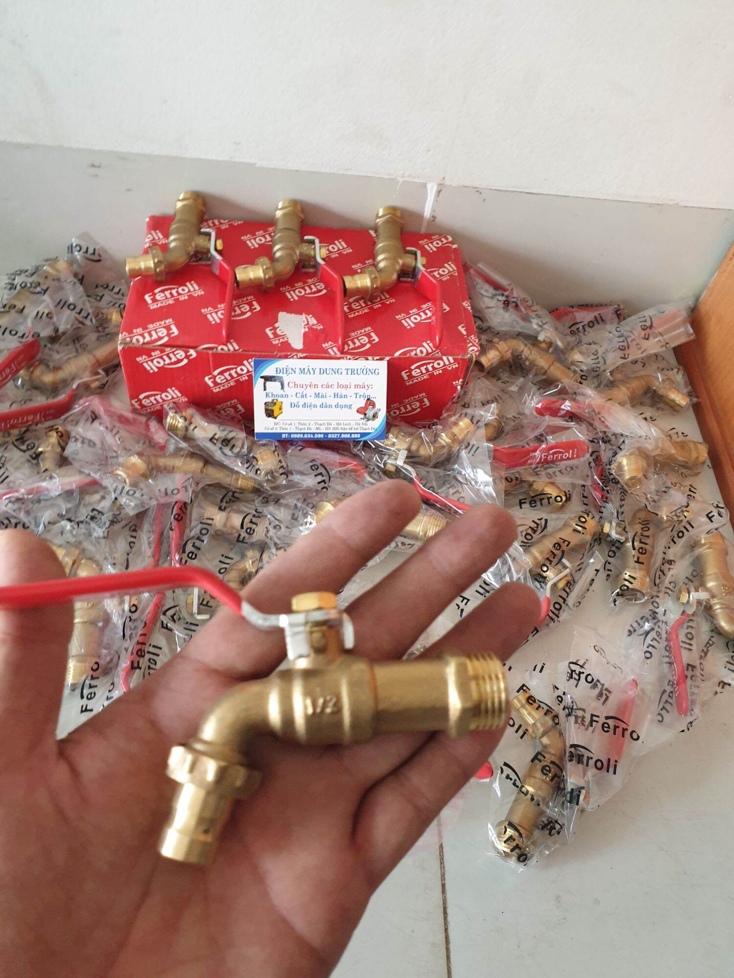 VÒI GẠT FERROLI 1/2 ĐỒNG ( khóa gạt nước đồng 21)