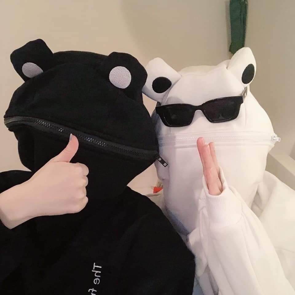 áo hoodie nỉ lông hình con ếch siêu cute
