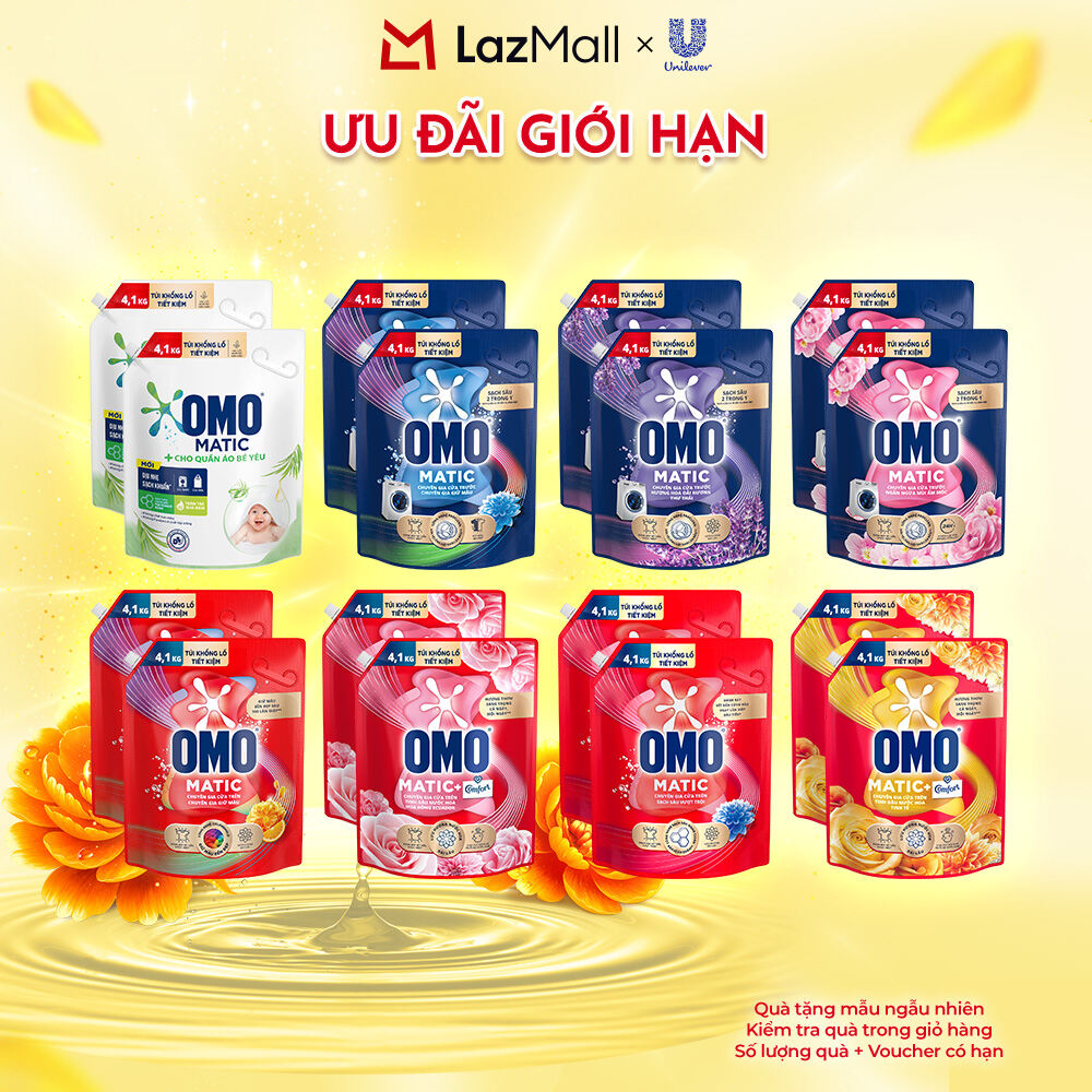 Combo 2 túi Nước giặt OMO Matic  túi 3.6/3.9/4.1kg (bao bì tùy lô nhập hàng)