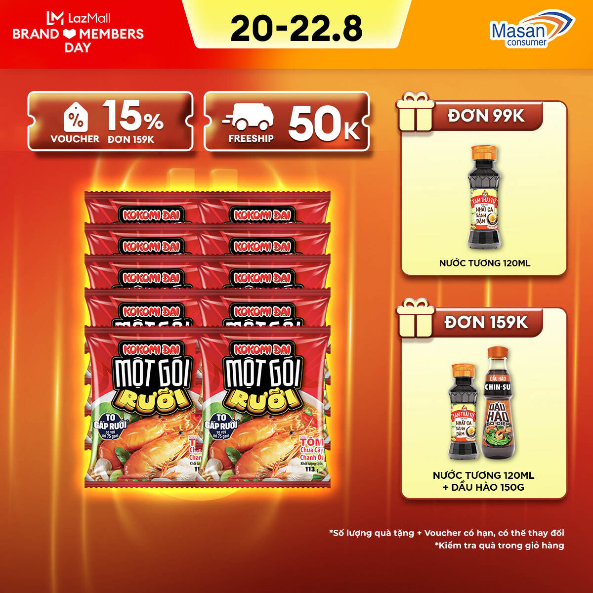 Mì kokomi đại một gói rưỡi tôm chua cay chanh ớt - combo 10 gói x 113g