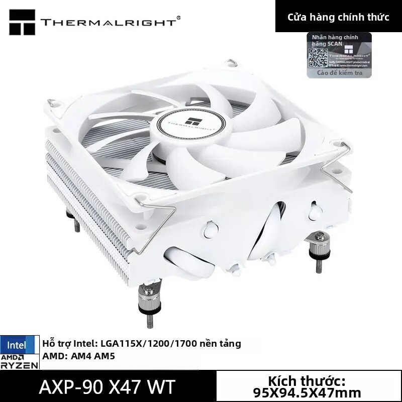 Thermalright | Bộ Làm Mát CPU Thermalright AXP90-X47 ITX 47mm 4 Ống Dẫn Nhiệt Bộ Tản Nhiệt Làm Mát Bằng Không Khí Cấu Hình Thấp Hỗ Trợ LGA1700/115X/1200/AM5/AM4 Giá 1,196,000 Đồng*Miễn phí vận chuyển