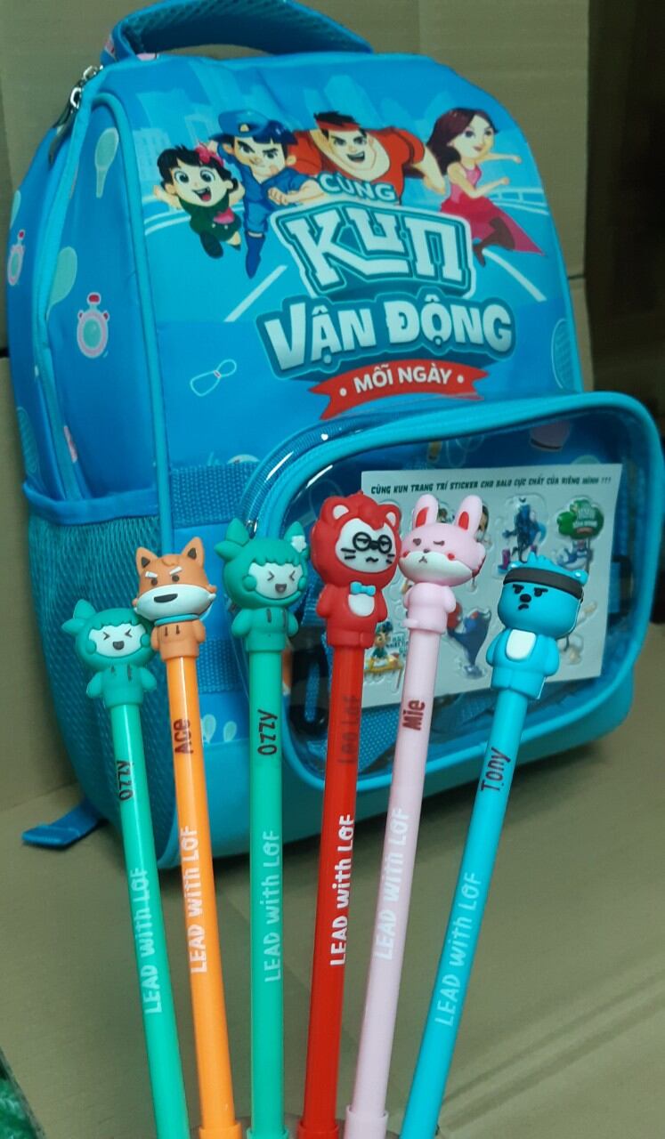 Combo 1 Ba lô chống gù kun +1 bút kun dễ thương