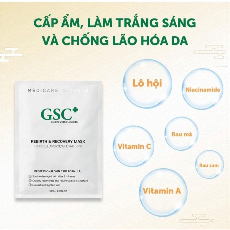 Mặt nạ giảm ưng đỏ tái tạo da GSC