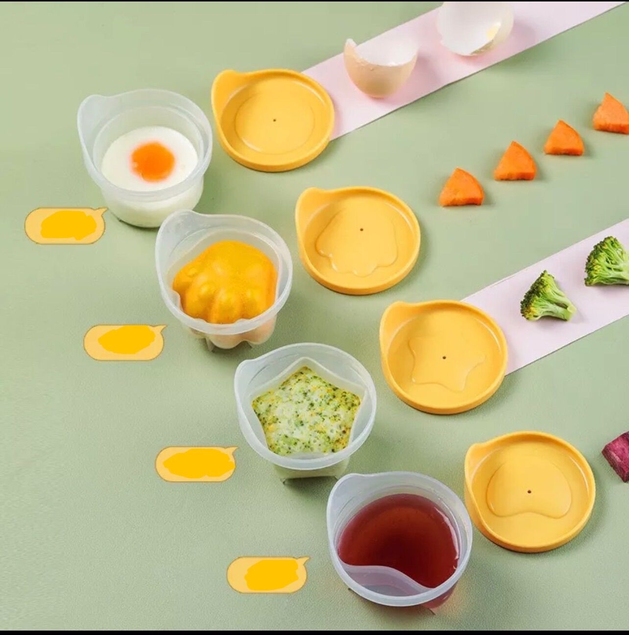 Bộ Khuôn Hấp Trứng, Hấp Bánh Cho Bé Ăn Dặm