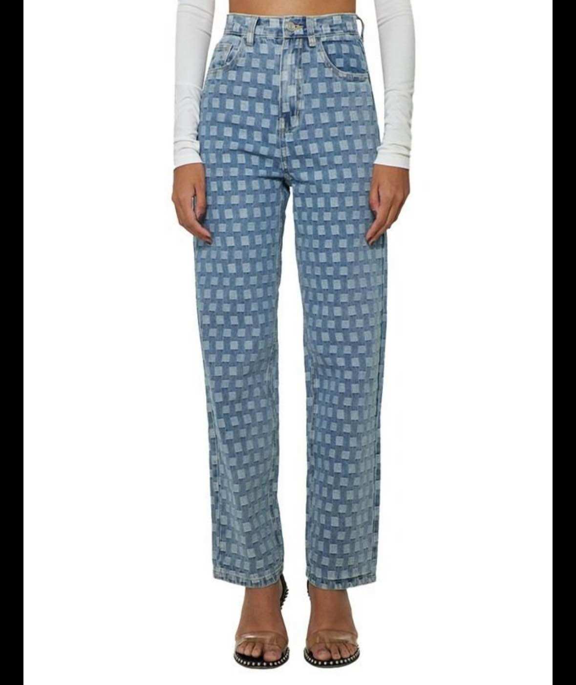 Quần jean hoạ tiết sz s, new 98%