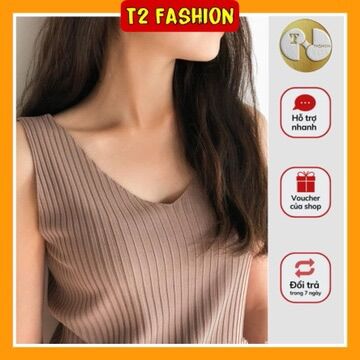 Áo sát nách nữ, áo 2 dây cổ tim nữ tính