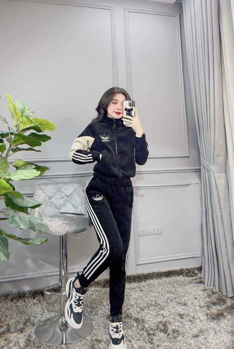 Bộ adidas nhung tăm nữ