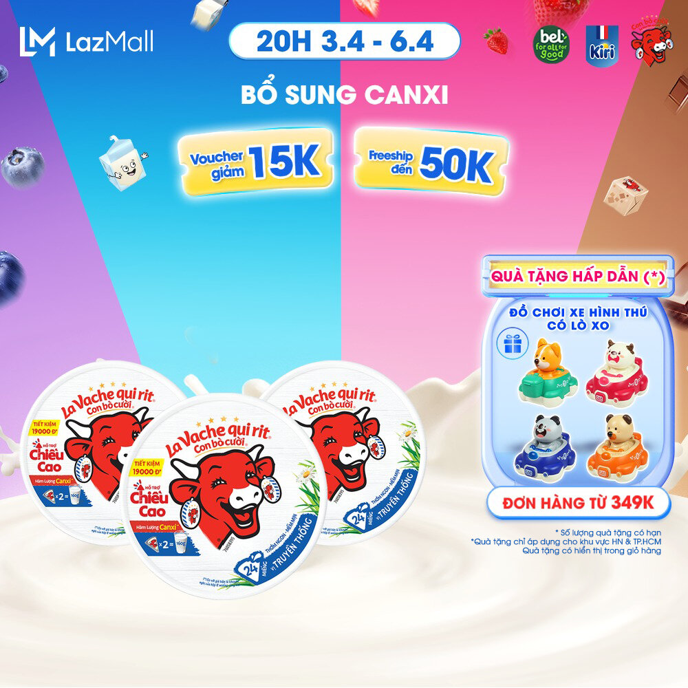 Combo 3 Phô mai Con Bò Cười 24 miếng 336G