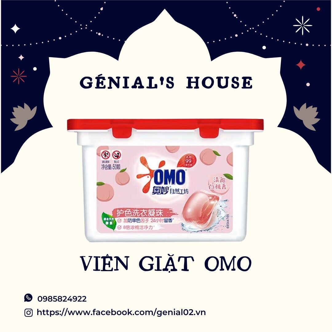 50 viên giặt omo hương hoa quả đào 400g nội địa trung