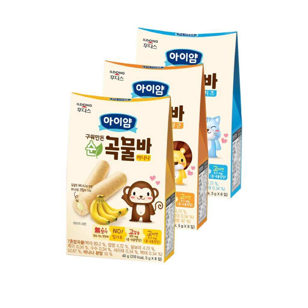 Bánh cuộn ngũ cốc ăn dặm Ildong Hàn Quốc 3 vị dành cho bé từ 7M+