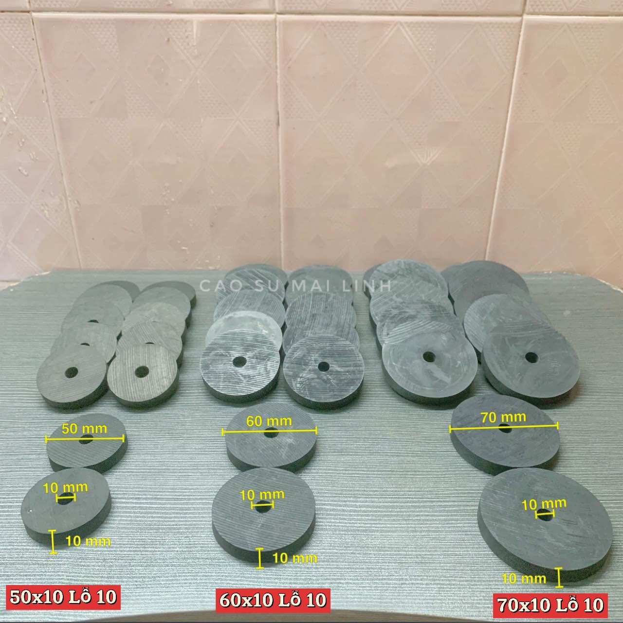 10 long đền cao su phi 50 ; 60 ; 70 dày 10 (mm)