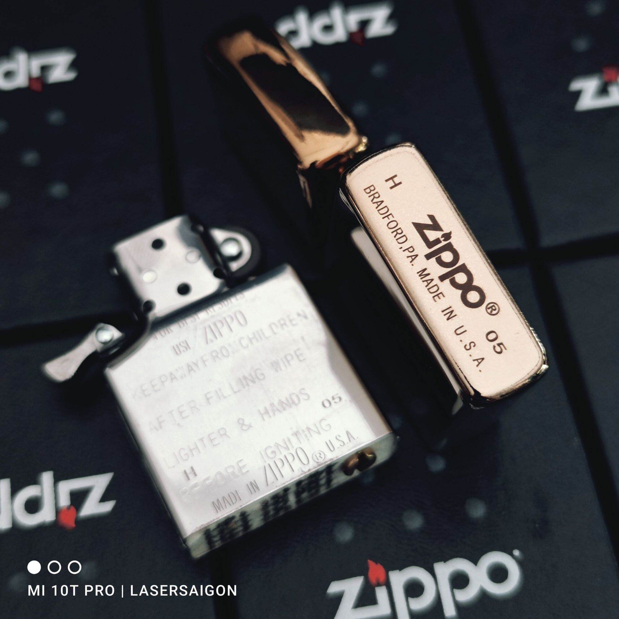 Bật lửa Zippo la mã đồng nguyên khối mẫu Airbone Classic tặng kèm xăng 20ml