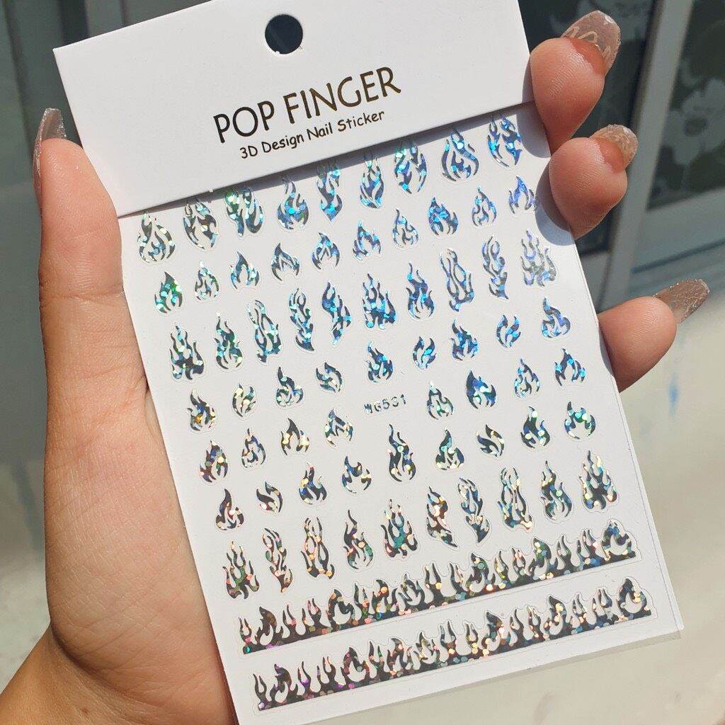 Sticker dán móng tay nail hình lửa laze