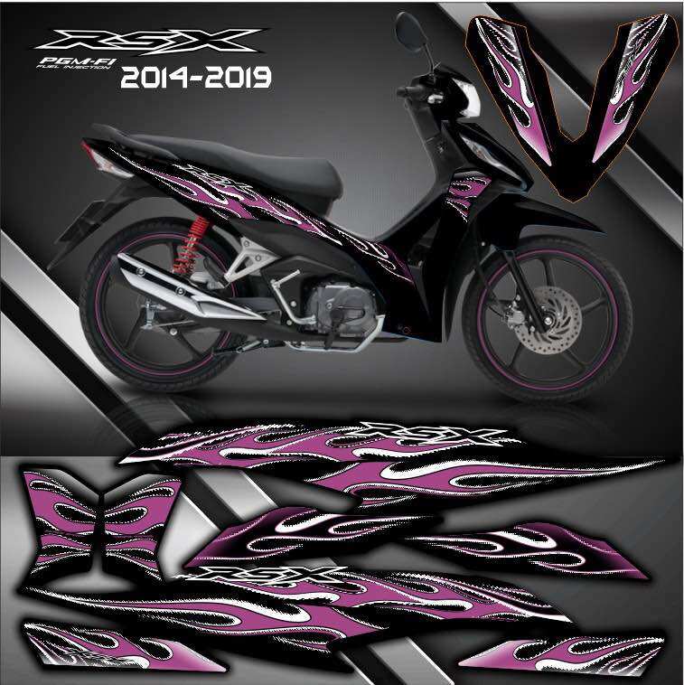 tem xe wave rsx 2014 lửa trắng dán xe dàn áo màu đen