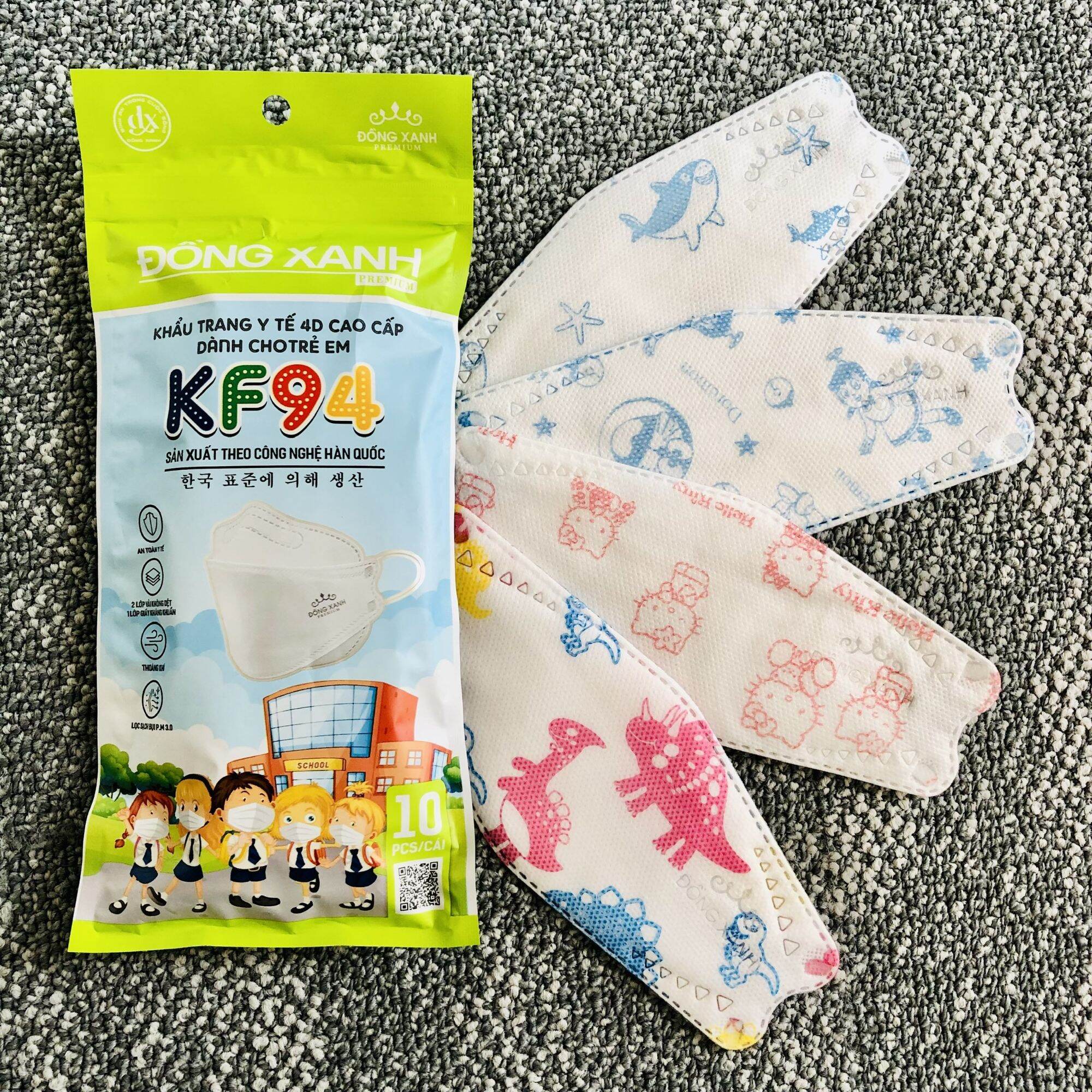 Túi khẩu trang kf94 trẻ em đồng xanh premium 10 cái túi - ảnh sản phẩm 4