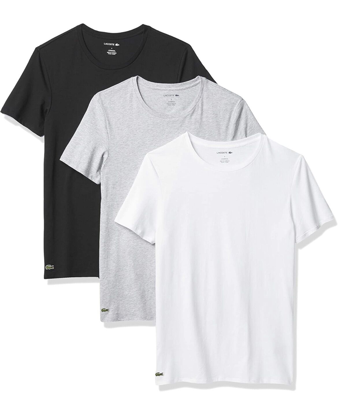 Set 3 áo thun nam chính hãng Lacoste Men's Essentials 3 Pack 100% Cotton Slim Fit Crew Neck T-Shirts - Hàng nhập Mỹ