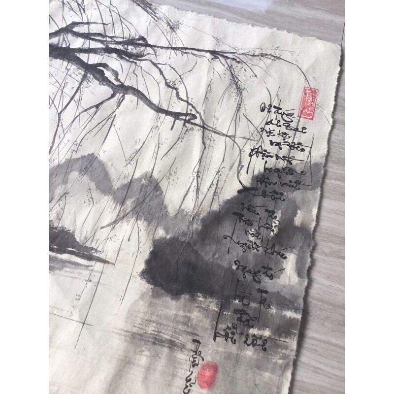 Tranh- Tranh thư pháp thuỷ mặc ( kt 40x60cm)