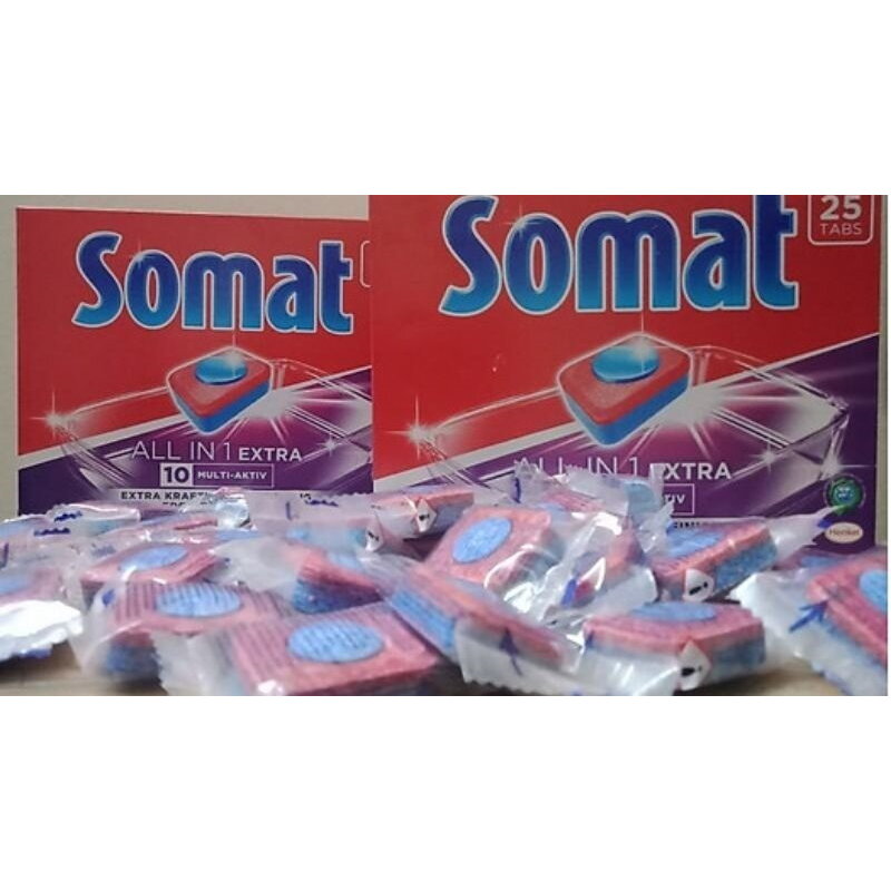 Combo 3 goi viên rửa bát somat all in one 75 viên hoăc 1 hộp somat 25 viên