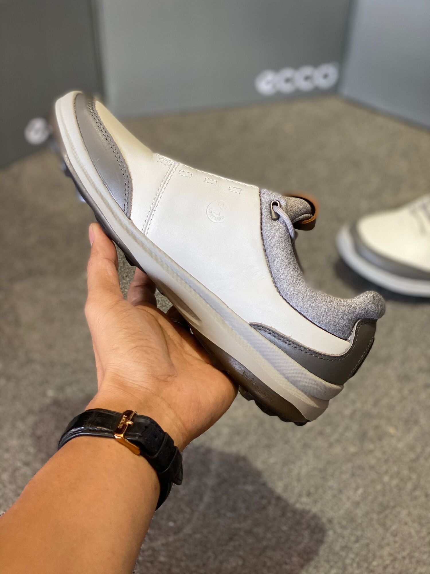 Giày Golf Nam Ecco M Golf Biom Hybrid 3-White/Grey