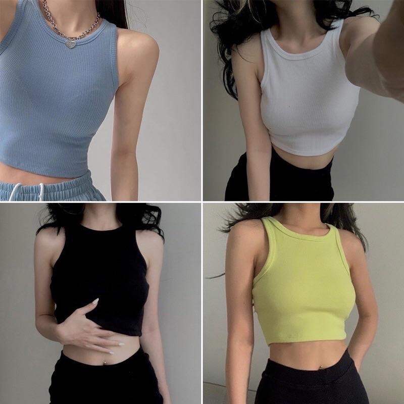 ÁO THUN BA LỖ NỮ - ÁO CROPTOP THUN GÂN SÁT NÁCH