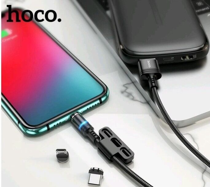 Cáp sạc nam châm 2A Hoco DU03 thay đổi 3 đầu Lightning/Type-C/Micro