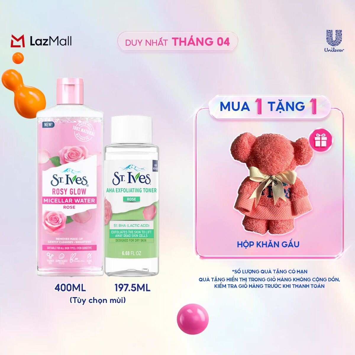 Combo St.ives Nước tẩy trang 400ml và Toner 197.5ml (Tùy chọn)