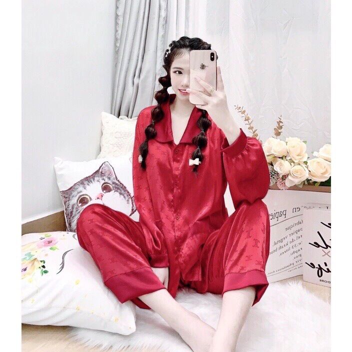 (55-75kg) Đồ Bộ Lụa Gấm Cao cấp - Tay dài quần dài